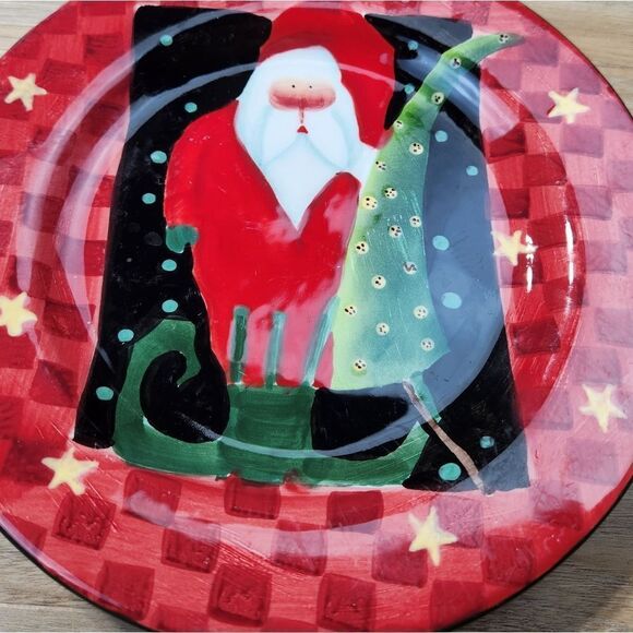 💜Home Red Christmas Themed Salad/Dessert Plates Set of 4 - Picture 8 of 9